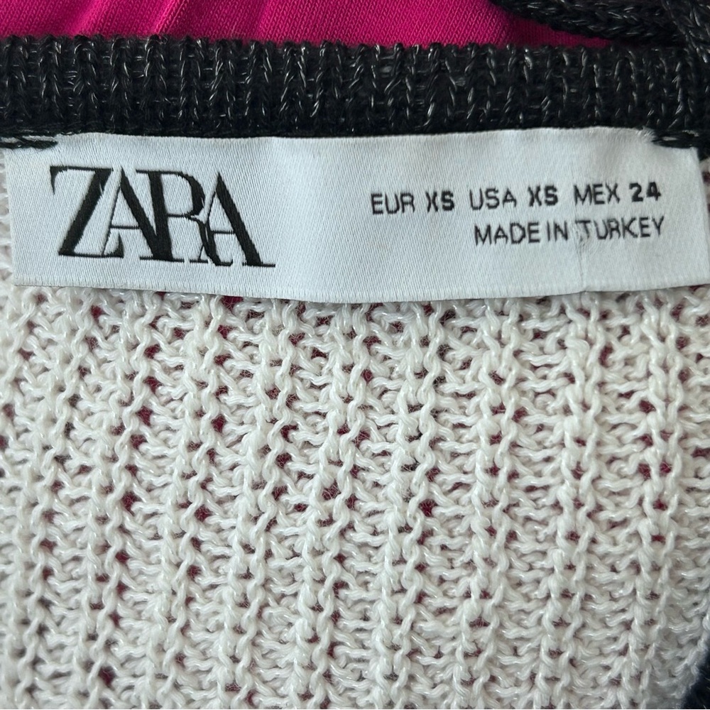 Zara Top Size XS Black White Ruffle Knit Crochet Crop Top Size XS. - Picture 5 of 8